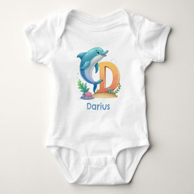 D steht für Delfin Personalisieren Baby Strampler (Vorderseite)