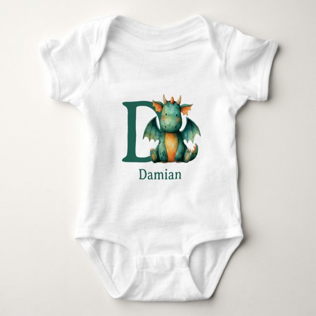 D steht für Drache Personalisiere Baby Strampler (Vorderseite)