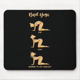 D Yogi Katze Kuh Mutter Einhorn Lustige Yoga Medit Mousepad