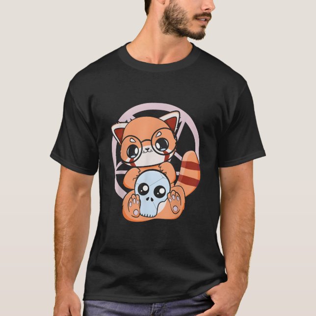 Dã­A De Los Muertos Red Panda Mexico Pajama Pastel T-Shirt (Vorderseite)