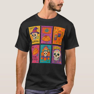 Da De Los Muertos Stempel Zucker Schädel Mexikanis T-Shirt
