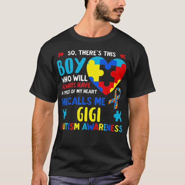 Da ist dieser Junge, den er mich Gigi GG Autismus  T-Shirt (Vorderseite)