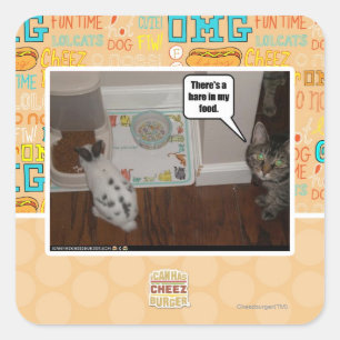 Da ist ein Hase in meinem Essen. Quadratischer Aufkleber