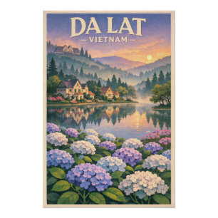 Da Lat Stadt, Vietnam, in klassischem Retro-Stil  Poster