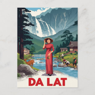 Da Lat Wasserfall & Ao Dai Postkarte