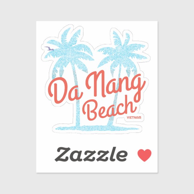 Da Nang Beach Vintag verblasst Aufkleber (Blatt)