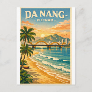 Da Nang Stadt, Vietnam, in klassischem Retro-Stil Postkarte