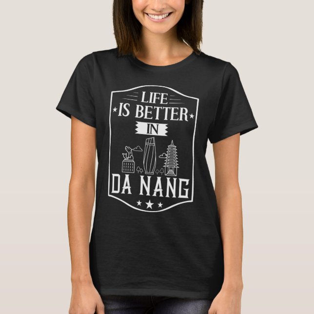 Da Nang Vietnam City Skyline Karte T-Shirt (Vorderseite)