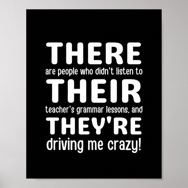 Da sind sie der englische Grammer Funny Teacher Poster (Vorne)