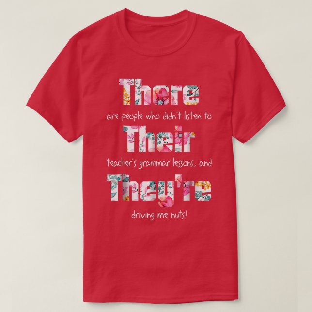 Da sind sie nicht Shirt Englisch Grammar Funny  (Design vorne)