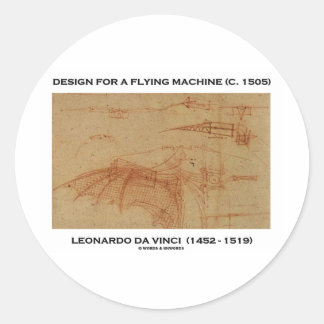 Da Vinci Entwurf für eine Flugmaschine Runder Aufkleber