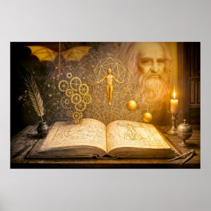 Da Vinci Erfindungen aus einem antiken Skizzenbuch Poster