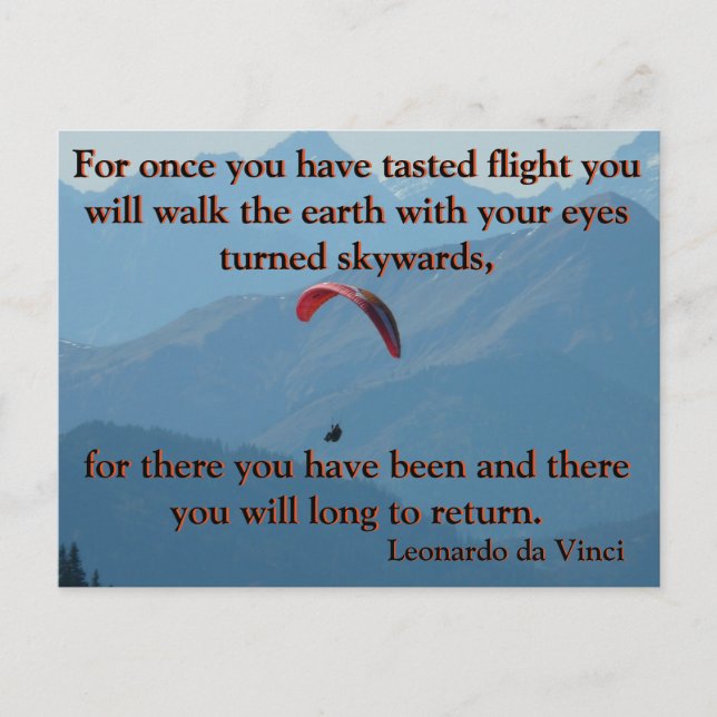 Da Vinci Flying Gedicht 🚁 ✨ Budget Special Postkarte (Vorderseite)