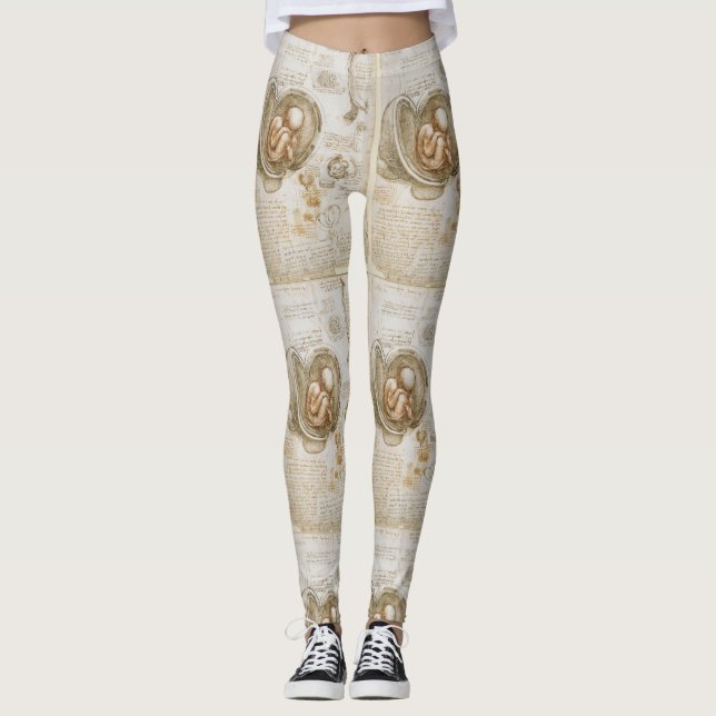 Da Vinci-Fötus-Zeichnungen Leggings (Vorderseite)