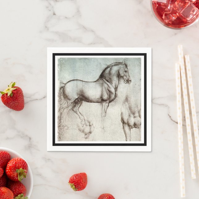 Da Vinci Horse Study Renaissance Sketch Kunst, Dic Serviette (Beispiel)