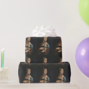 DA VINCI LADY MIT EINEM ERMINE WRAPPING PAPIER GESCHENKPAPIER