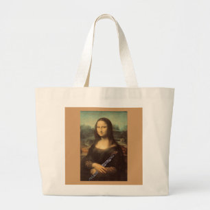 Da Vinci, Mona Lisa mit einem Oboe Taschen-Entwurf Jumbo Stoffbeutel