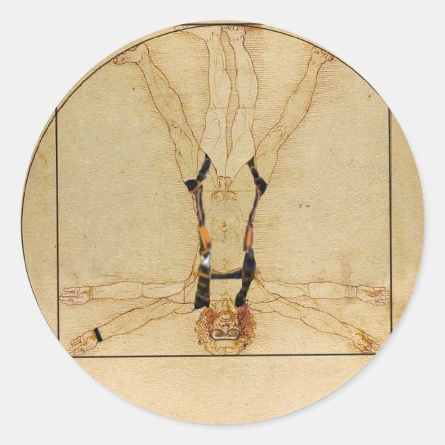 da Vinci Skydiving Runder Aufkleber (Vorderseite)