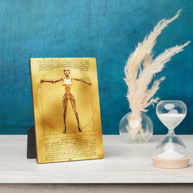 Da Vinci Vitruvian Gold Robot Fotoplatte (Seite)