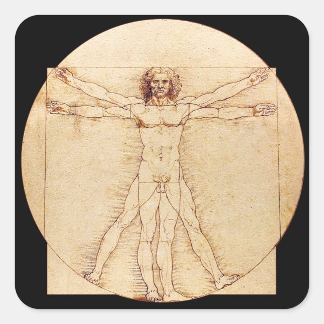 Da Vinci Vitruvian Man Quadratischer Aufkleber (Vorderseite)