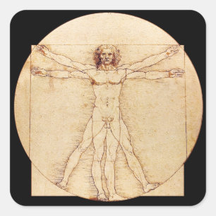 Da Vinci Vitruvian Man Quadratischer Aufkleber