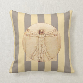 Da Vinci Vitruvian Man Stripes Kissen