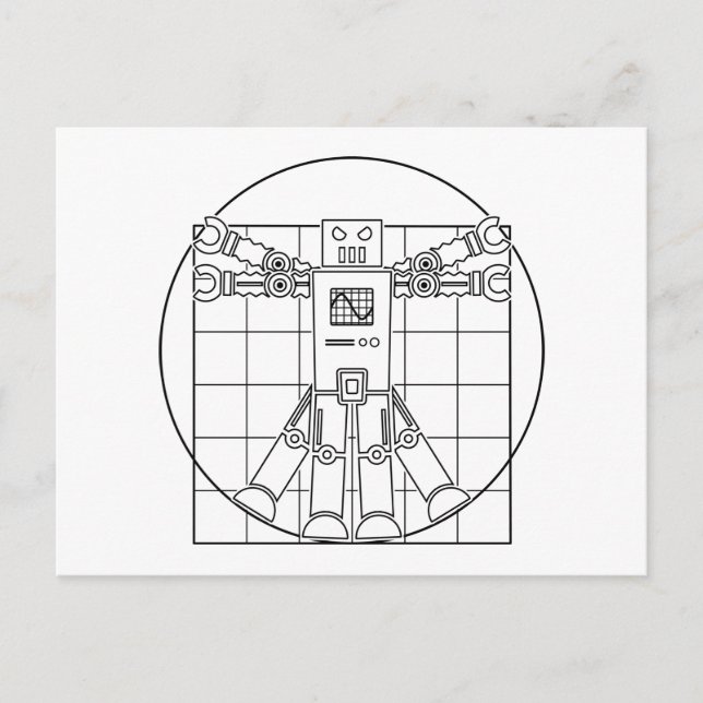 Da Vinci Vitruvian Robot Postcard Postkarte (Vorderseite)
