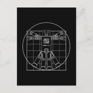 Da Vinci Vitruvian Robot Postkarte