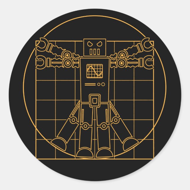Da Vinci Vitruvian Robot Sticker (Vorderseite)