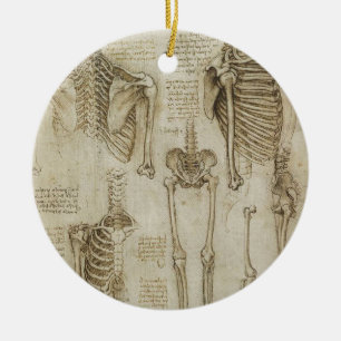 Da Vincis menschliche Skeleton Anatomie-Skizzen Keramik Ornament
