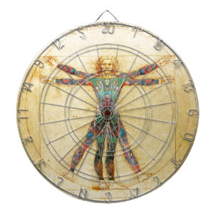 Da Vincis Vitruvian Mann mit Tätowierungen Dartscheibe