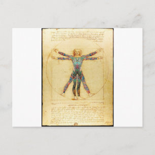 Da Vinci's Vitruvian Mann mit Tattoos Postkarte