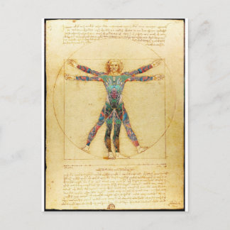 Da Vinci's Vitruvian Mann mit Tattoos Postkarte