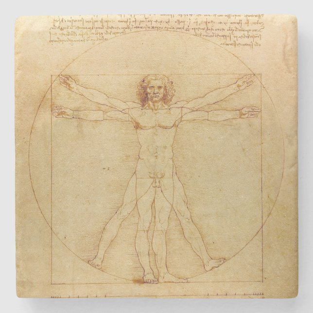 Da Vincis Vitruvian Mann Steinuntersetzer (Vorderseite)