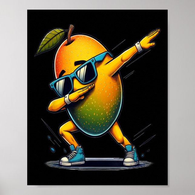 Dab Dance Mango Funny Dancing Dabbing Obst Poster (Vorne)