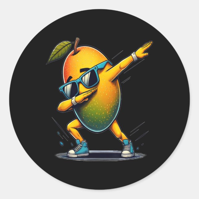 Dab Dance Mango Funny Dancing Dabbing Obst Runder Aufkleber (Vorderseite)