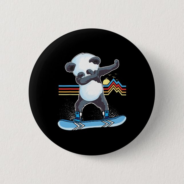 Dab Dance Panda Snowboarden Skifahren Dabbing Pand Button (Vorderseite)