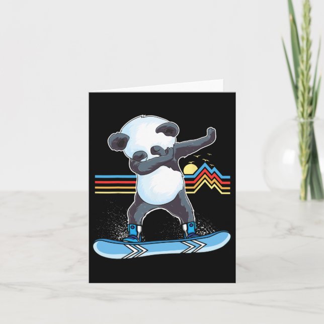 Dab Dance Panda Snowboarden Skifahren Dabbing Pand Karte (Vorderseite)