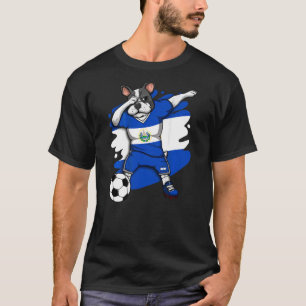 Dab French Bulldog El Salvador Soccer Fans Jersey T-Shirt