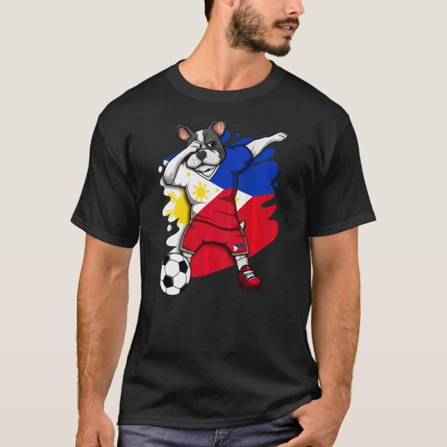 Dab French Bulldog Philippines Soccer Fans Jersey T-Shirt (Vorderseite)
