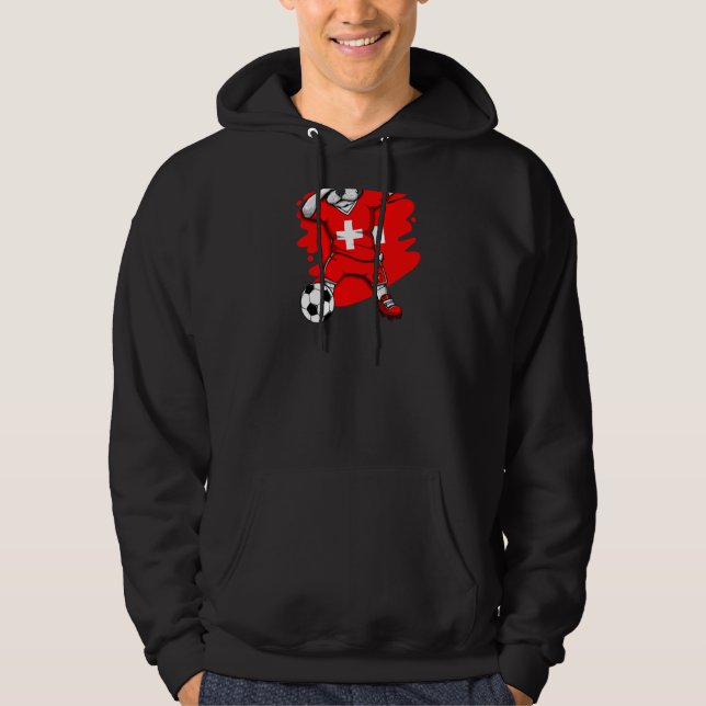 Dab French Bulldog Schweiz Fußball Fans Jersey Hoodie (Vorderseite)