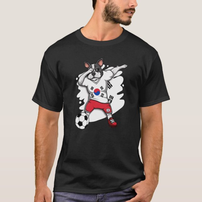 Dab French Bulldog South Korea Soccer Fans Jersey T-Shirt (Vorderseite)