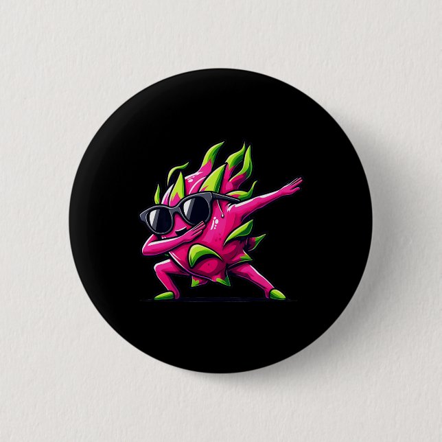 Dab Fruit Dancing Dabbing Dragon Fruit Meme Button (Vorderseite)