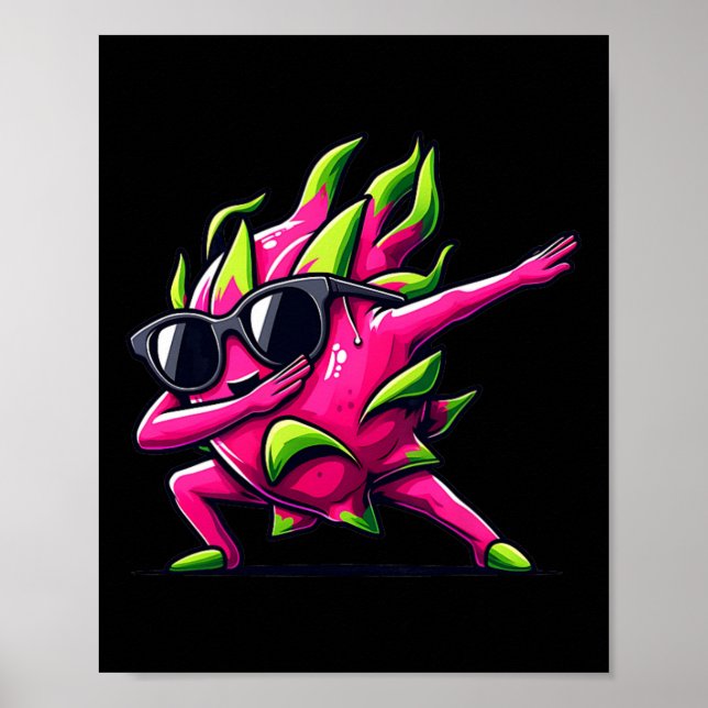 Dab Fruit Dancing Dabbing Dragon Fruit Meme Poster (Vorne)