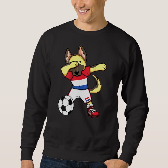 Dab German Shepherd Netherlands Soccer Fans Jersey Sweatshirt (Vorderseite)