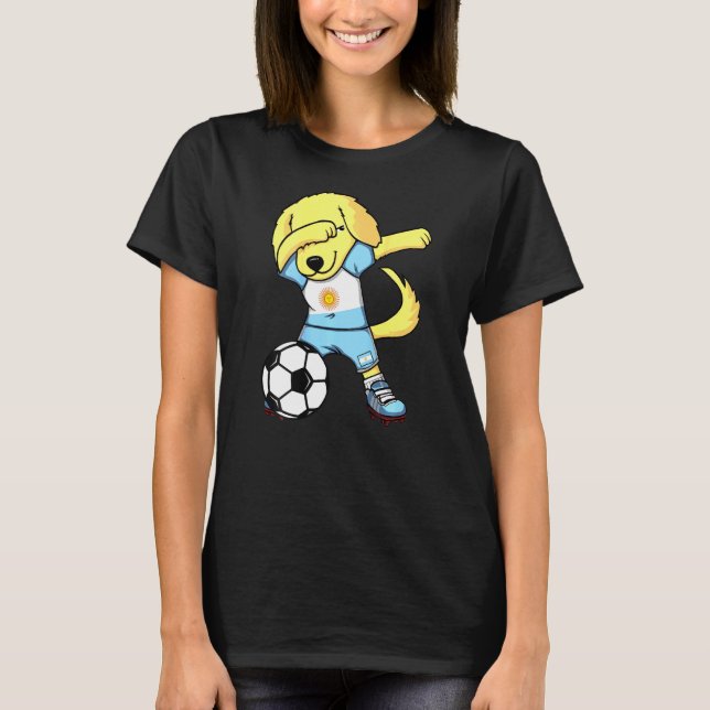 Dab Golden Retriever Argentina Soccer Fan Jersey F T-Shirt (Vorderseite)