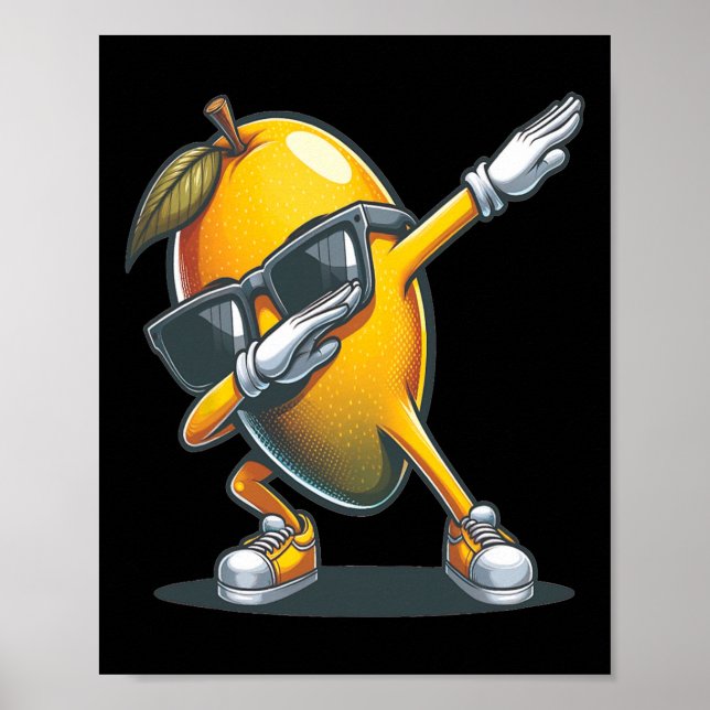 Dab Mango Dancing Dabbing Mango Frucht mit Sungles Poster (Vorne)