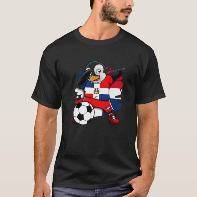 Dab Penguin Dominican Republic Soccer Fans Jersey T-Shirt (Vorderseite)