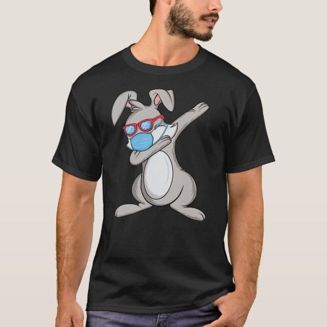Dab Rabbit Dabbing Bunny Sunglasses Face Mask T-Shirt (Vorderseite)