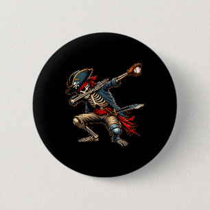 Dab Skeleton Dabbing Skelett Pirate Baseball Button